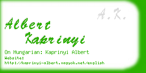 albert kaprinyi business card